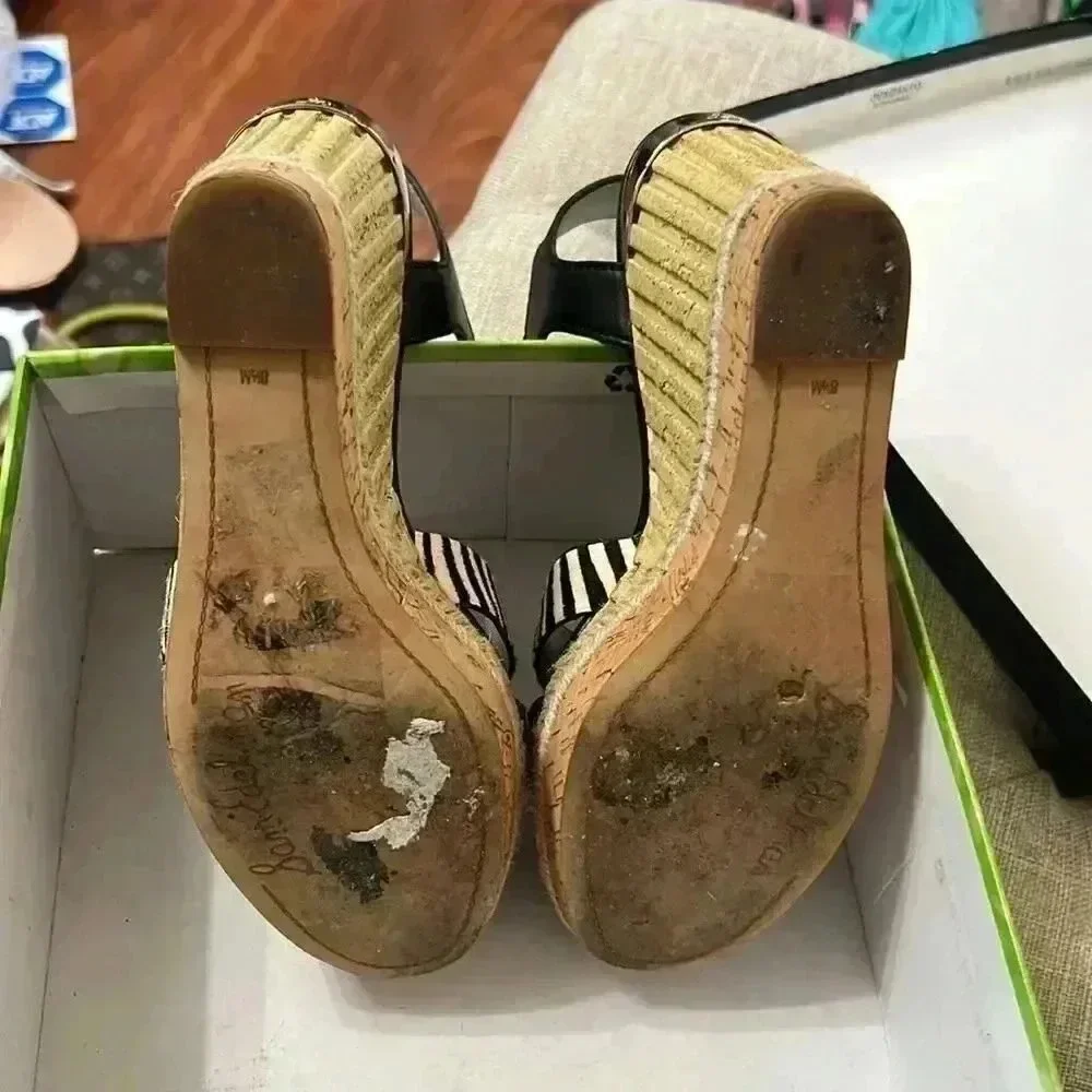 Sam Edelman zebra print clay wedge sandals